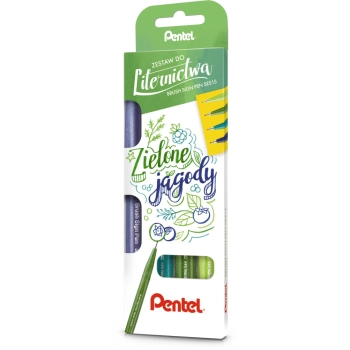 Zestaw pisaków pędzelkowych do kaligrafii i liternictwa Zielone jagody